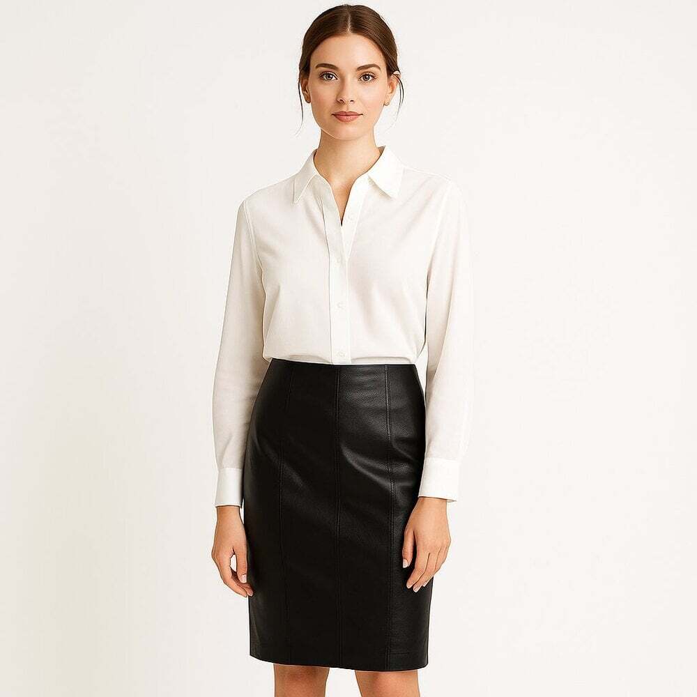 Jones New York Black Leather Skirt NWT Size 4 Lined Women